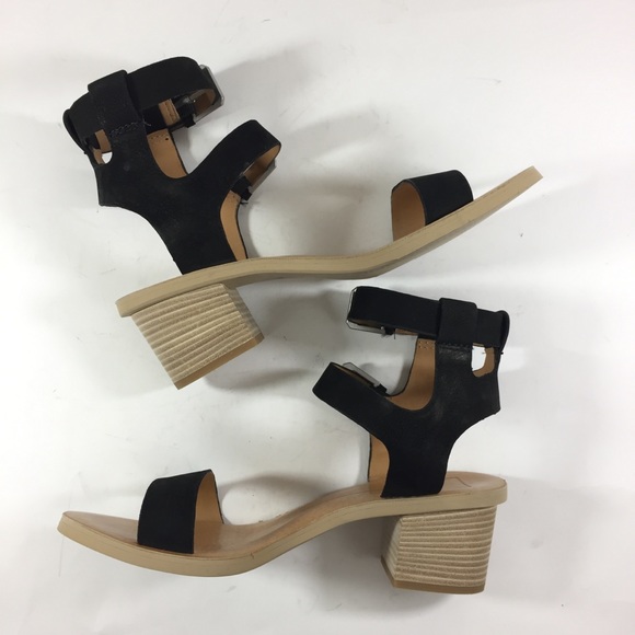 Dolce Vita Dual West Black Nubuck Sandals Heels - Picture 5 of 7